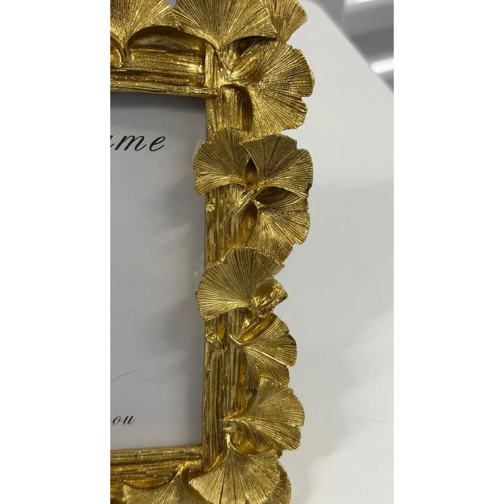 Gold Ginkgo Leaf Photo Frame 5x5 Square Botanical Decorative Picture Frame